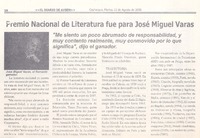 Premio Nacional de Literatura fue para José Miguel Varas