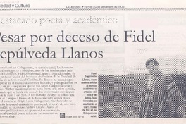 Destacado poeta y académico : pesar por deceso de Fidel Sepúlveda Llanos