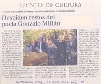 Despiden restos del poeta Gonzalo Millán