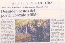 Despiden restos del poeta Gonzalo Millán