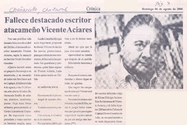 Fallece destacado escritor atacameño Vicente Aciares
