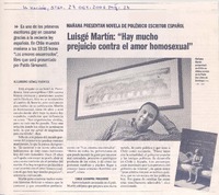 Mañana presentan novela de polémico escritor español : Luisgé Martín: "Hay mucho prejuicio contra el amor homosexual"