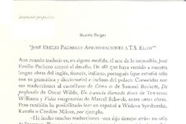 José Emilio Pacheco : aproximaciones a T.S. Eliot