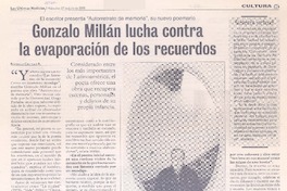 El escritor presenta "Autorretrato de memoria, su nuevo poemario : Gonzalo Millán lucha contra la evaporación de los recuerdos