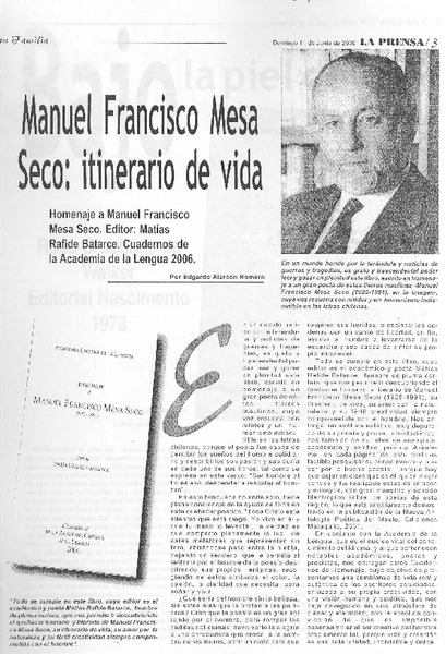 Manuel Francisco Mesa Seco: itinerario de vida