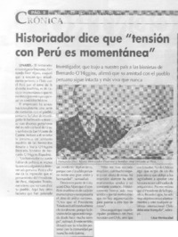 Historiador dice que "Tensión con Perú es momentánea"