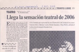 Teatro "Criminal" : Llega la sensación teatral de 2006