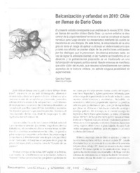 Balcanización y orfandad en 2010: Chile en llamsd de Darío Oses
