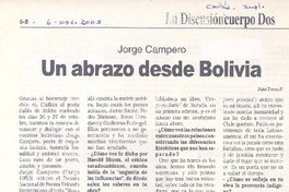 Jorge Campero : un abrazo desde Bolivia