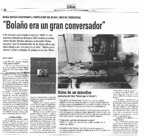 "Bolaño era un gran conversador" (entrevista)
