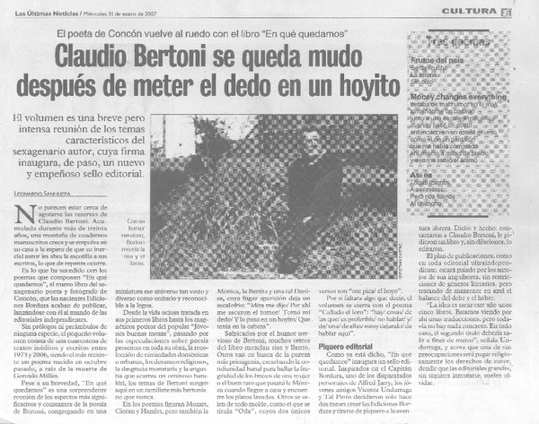Claudio Bertoni se queda mudo después de meter el dedo en un hoyito