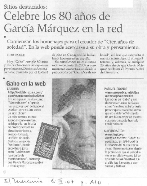Celebre los 80 años de García Márquez en la red