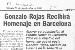 Gonzalo Rojas recibirá homenaje en Barcelona