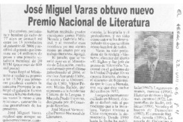 José Miguel Varas obtuvo nuevo Premio Nacional de Literatura
