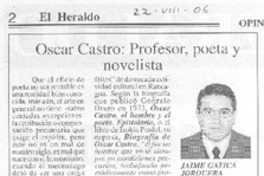 Oscar Castro: profesor, poeta y novelista