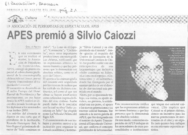 APES premió a Silvio Caiozzi