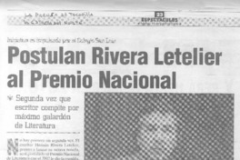 Postulan Rivera Letelier al Premio Nacional