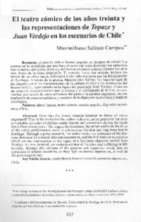 El teatro cómico de los años treinta y las representaciones de Topaze y Juan Verdejo en los escenarios de Chile El teatro cómico de los años treinta y las representaciones de Topaze y Juan Verdejo en los escenarios de Chile