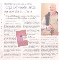 Jorge dwards lanza su novela en París