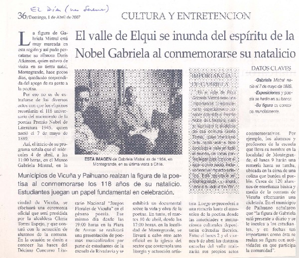 El Valle de Elqui se inunda del espíritu de la Nobel Gabriela al conmemorarse su natalicio