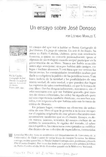 Un ensayo sobre José Donoso