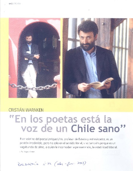 "En los poetas está la voz de un Chile sano" (entrevista)