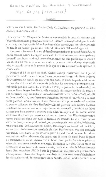 Vásquez de Acuña, El Corvino Carlos G. Nascimento, coarquitecto de las letras chilenas