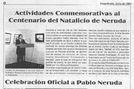 Acividades Conmemorativas al Centenario del Natalicio de Neruda