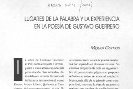 Lugares de la palabra y la experiencia en la poesía de Gustavo Guerrero