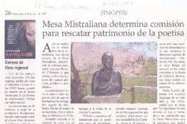 Mesa Mistraliana determina comisión para rescatar patrimonio de la poetisa