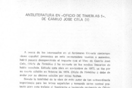 Antiliteratura en "Oficio de tinieblas 5", de Camilo José Cela