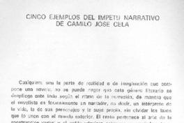cinco ejemplos del ímpetu narrativo de Camilo José Cela