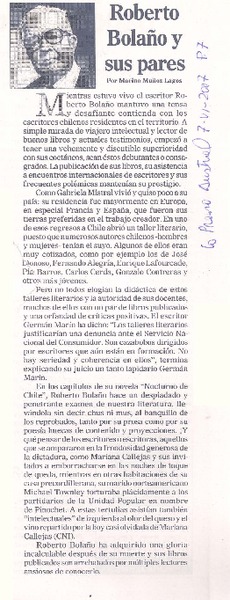 Roberto Bolaño y sus pares