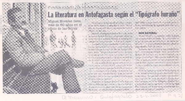 La Literatura en Antofagata según el "Tipógrafo huraño"