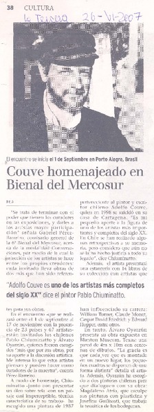 Couve homenajeado en Bienal del Mercosur