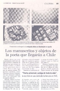 Los Manuscritos y objetos de la poeta que llegarán a Chile