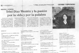 Trini Díaz Wentén y la pasión por la vida y por la palabra