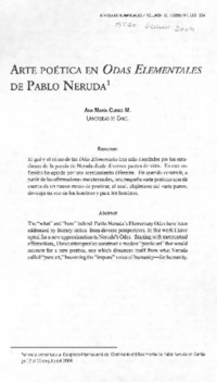 Arte poética en Odas elementales de Pablo Neruda