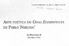 Arte poética en Odas elementales de Pablo Neruda