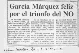 García Márquez feliz por el triunfo del NO