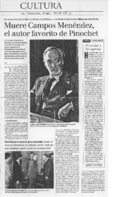 Muere Campos Menéndez el autor favorito de Pinochet