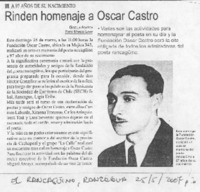 Rinden homenaje a Oscar Castro