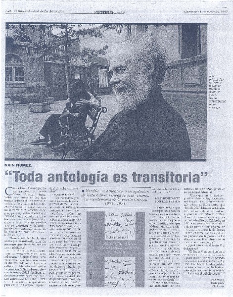 "Toda antología es transitoria" (entrevista)