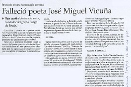 Falleció poeta José Miguel Vicuña