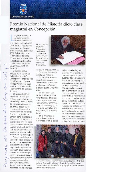 Premio Nacional de Historia dictó clase magistral en Concepción