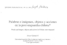 Palabras e imágenes, objetos y acciones en la postvanguardia chilena