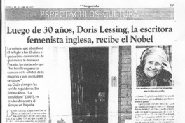 Luego de 30 años, Doris Lessing, la escritora femenista inglesa, recibe el Nobel