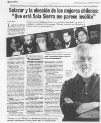 Salazar y la elección de los mejores chilenos: "Que esté Sola Sierra me parece insólito" (entrevista)