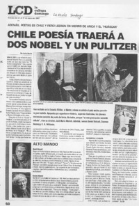Chile poesía traerá dos Nobel y un Pulitzer