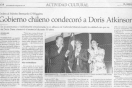 Gobierno chileno condecoró a Doris Atkinson
